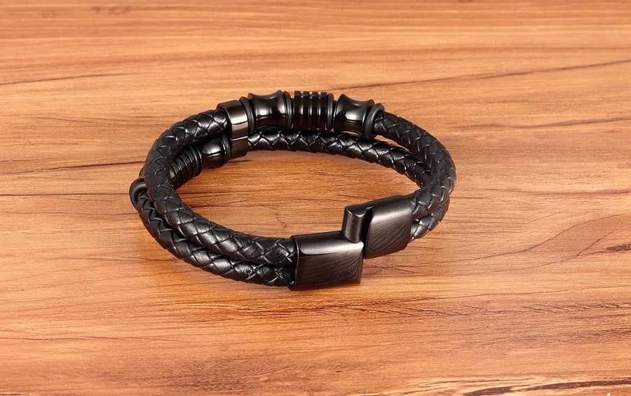 Double Layer Braided Leather Bracelet
