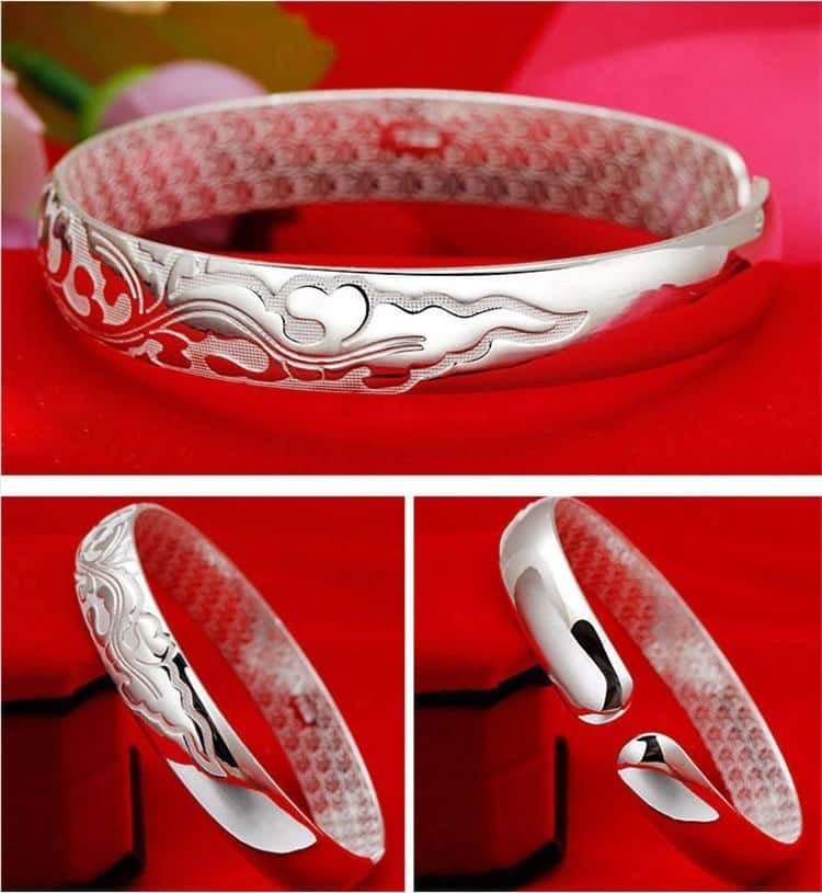 Refined Engraved Silver Bangle
